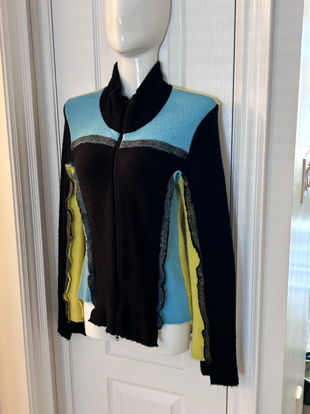 Elisa Cavaletti Vintage 2002 Black, Light Blue & Yellow Sweater
